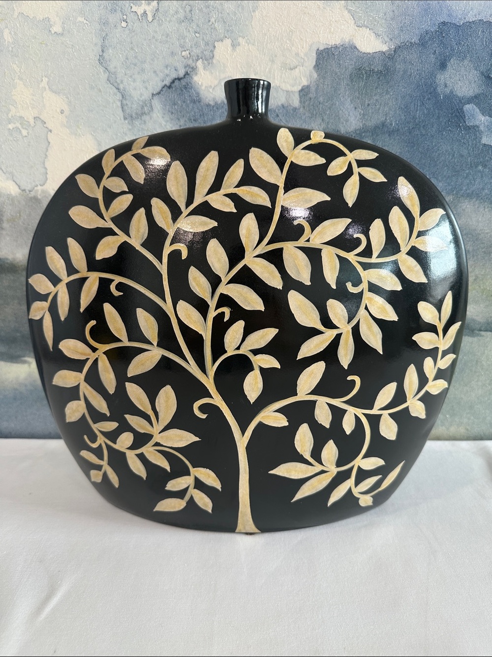 Black and Gold Leaf Ceramic Vase - Home Accents